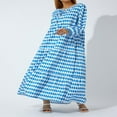 thumbnail image 2 of Femmes Manches Courtes Bouffantes V Cou Maxi Robe Été Boho Floral Imprimé Robe Smocked Tiered Flares Sundress Dark Purple XXL, 2 of 8