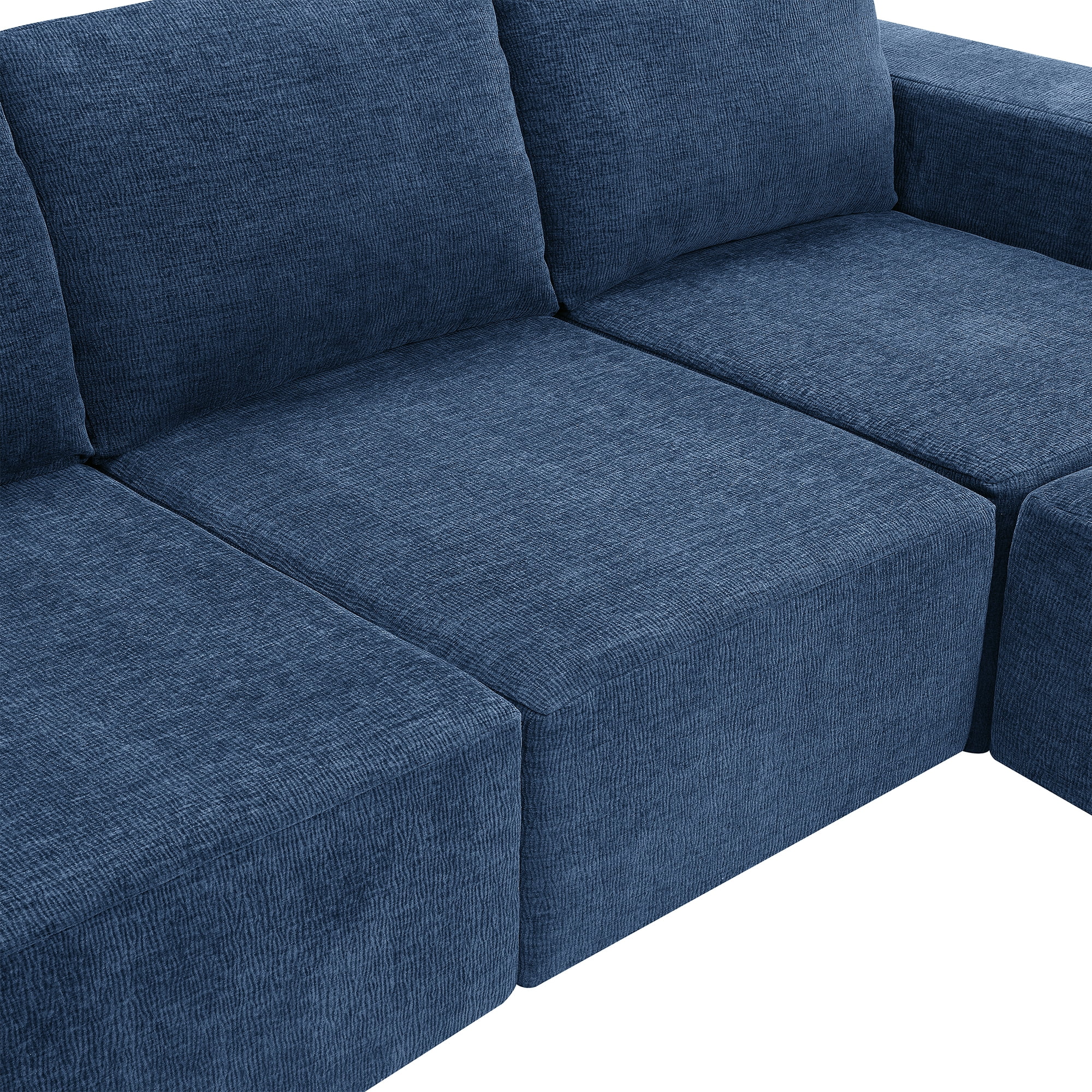 MAYEERTY 110x72" Modular U-Shaped Sectional Sofa - Luxury Chenille Floor Couch with Ottomans/Deep Seat, No Assembly for Living Room/Bedroom, 3 Colors