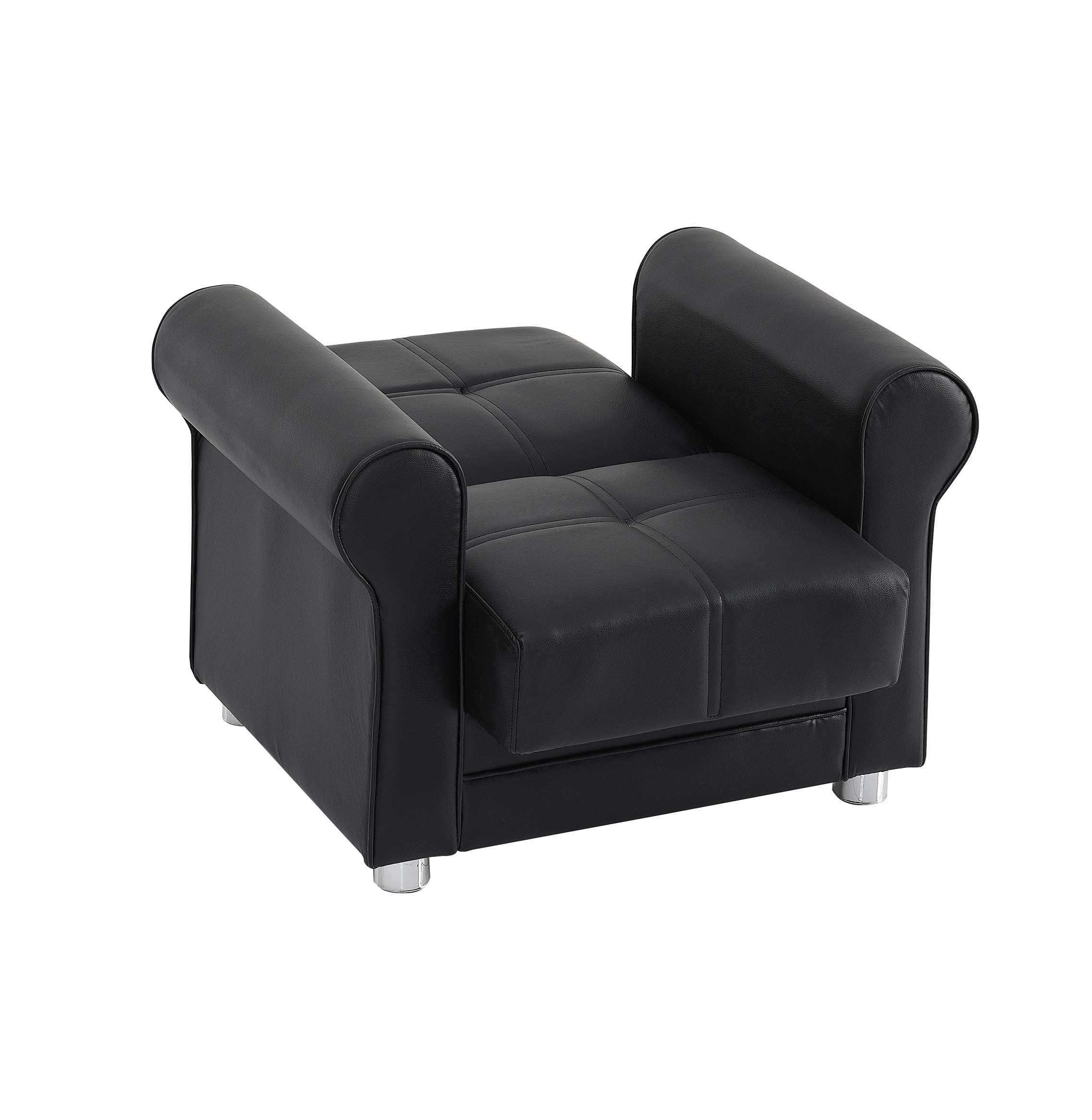 Ottomanson Convertible Accent Armchair with Hidden Storage, Firm Comfort Seating, Black