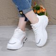 thumbnail image 3 of Fashion Chunky Platform Sneakers Women Classic White Tennis Shoes Comfy Arch Support LAce up Walking Running Shoes, 3 of 8