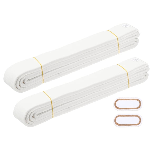 Uxcell Karate Belt, Martial Arts Ranking Belts with Name Tag Solid Cotton Double-Layered Core Long Soft Uniform Training Equipment Fitting for (Taekwondo/Karate/Judo) 9.2ft&2Pcs&White