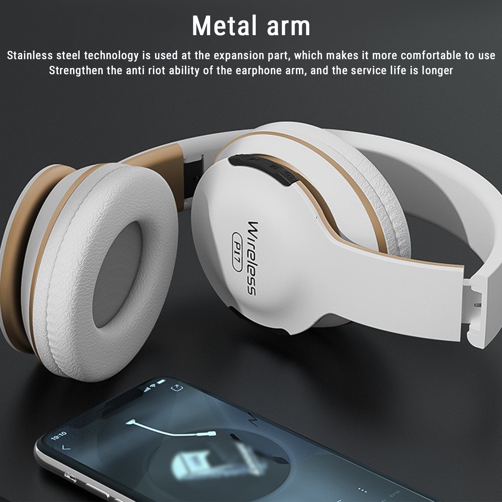 Wireless Headset with Mic for Work, Bluetooth Headset with Microphone (Environmental Noise Cancellation), Wireless Headset with USB Dongle & Charging Dock for PC/Teams/Zoom/Call Center/Home - White