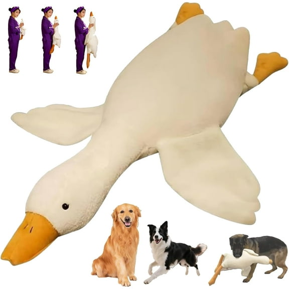 Large Plush White Duck Dog Toy, Goose Dog Toy, Squeaky Dogs Toy for Medium & Large Dogs, Soft Stuffed Duck Chew Toy for Chewing, Fetch, Training & Indoor Play
