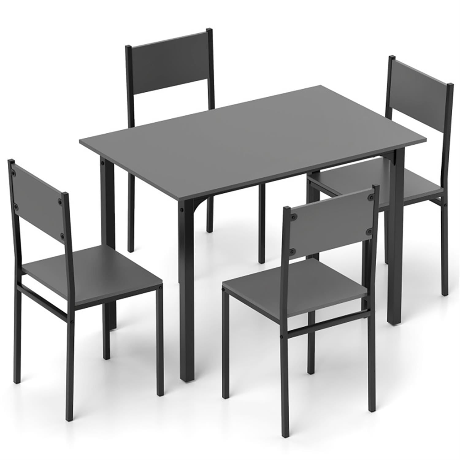 Demi Bonn 5-Piece Dining Table Set with 4 Chairs, 43"dustrial Kitchen Table with Metal Frame, Perfect for Small Space, Gray