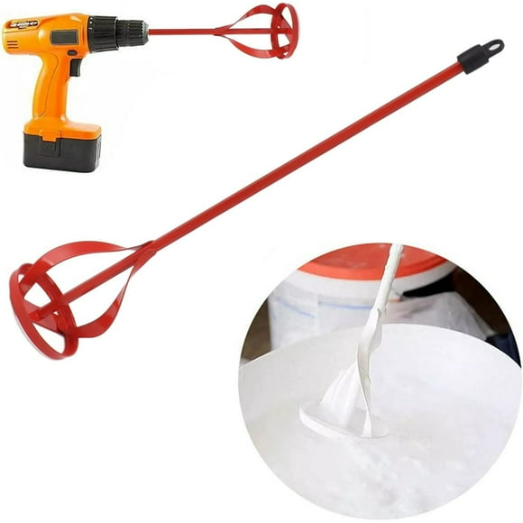 Paint Mixer for Drill -Mud Mixer, Paint Mixer for Drill, Heavy Duty Plaster and Paint Mixing Paddle for Standard Drills - Painting and Plastering Mixer Stirrer Tool (Red)