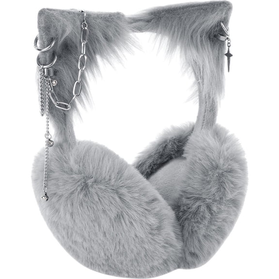 Cute Cat Ears Ear Warmers Plush Pendant Earmuffs Winter Windproof Female Earflap Christmas Headband Gothic Style Earmuffs