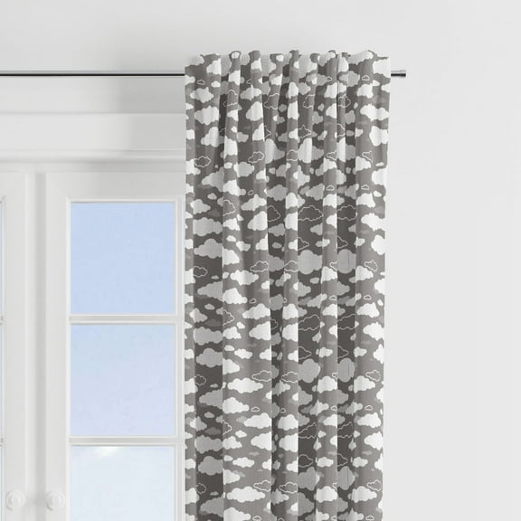 Bacati - Clouds in the City White/Grey Grey Clouds Single Window Curtain Panel