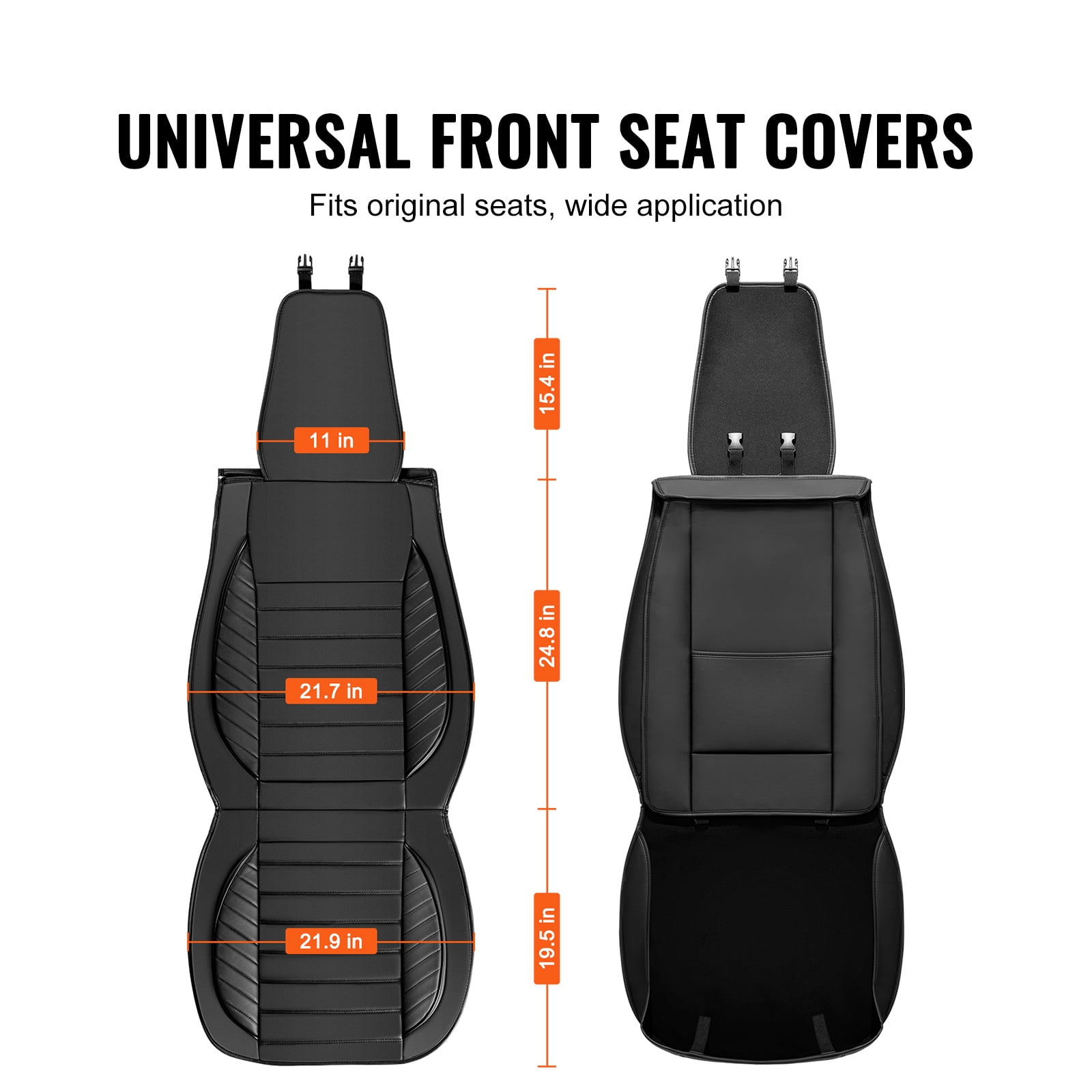 KFFKFF 2 Piece Universal Black Front Seats for Most Cars SUVs and Trucks