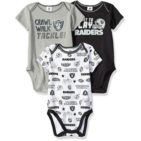 - NFL Oakland Raiders Baby Short Sleeve Bodysuits, 3pk