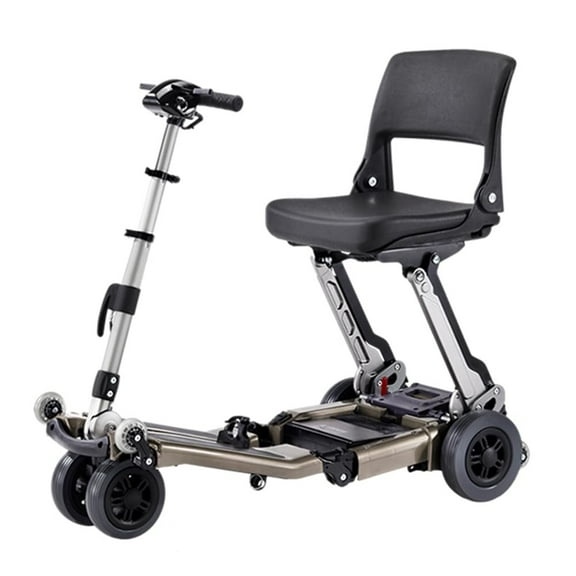 Freerider USA Luggie Standard Foldable Scooter, 250 lbs Weight Capacity, 4 mph Top Speed, 44 Degree Turning Radius, 2.5 in Ground Clearance Champagne, 16.5ah