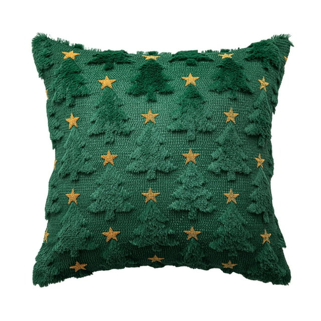 Funda de cojín navideño Fundas de almohada para árbol de Navidad Fundas de cojín de felpa suave con cierre de cremallera oculto Decoración de invierno para el hogar