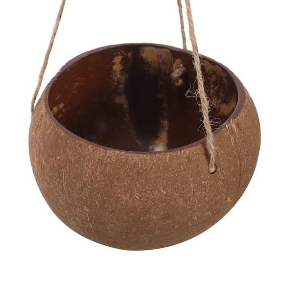 NICEXMAS Hanging Plant Pot Made from Coffee Coconut Shell with Rope for Indoor and Balcony Home Decor