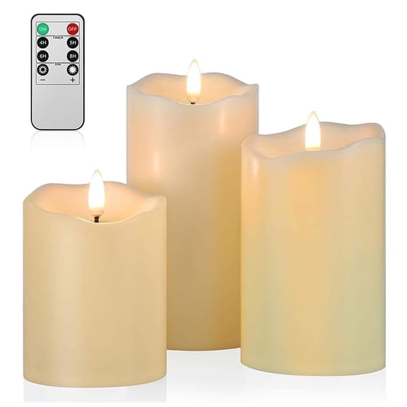 Flickering Flameless Candles, Realistic Battery Operated Candles with Remote and Timer, Set of 3 LED Candles for Room Fall Home Wedding Decor Centerpieces Table Party Valentines Decorations