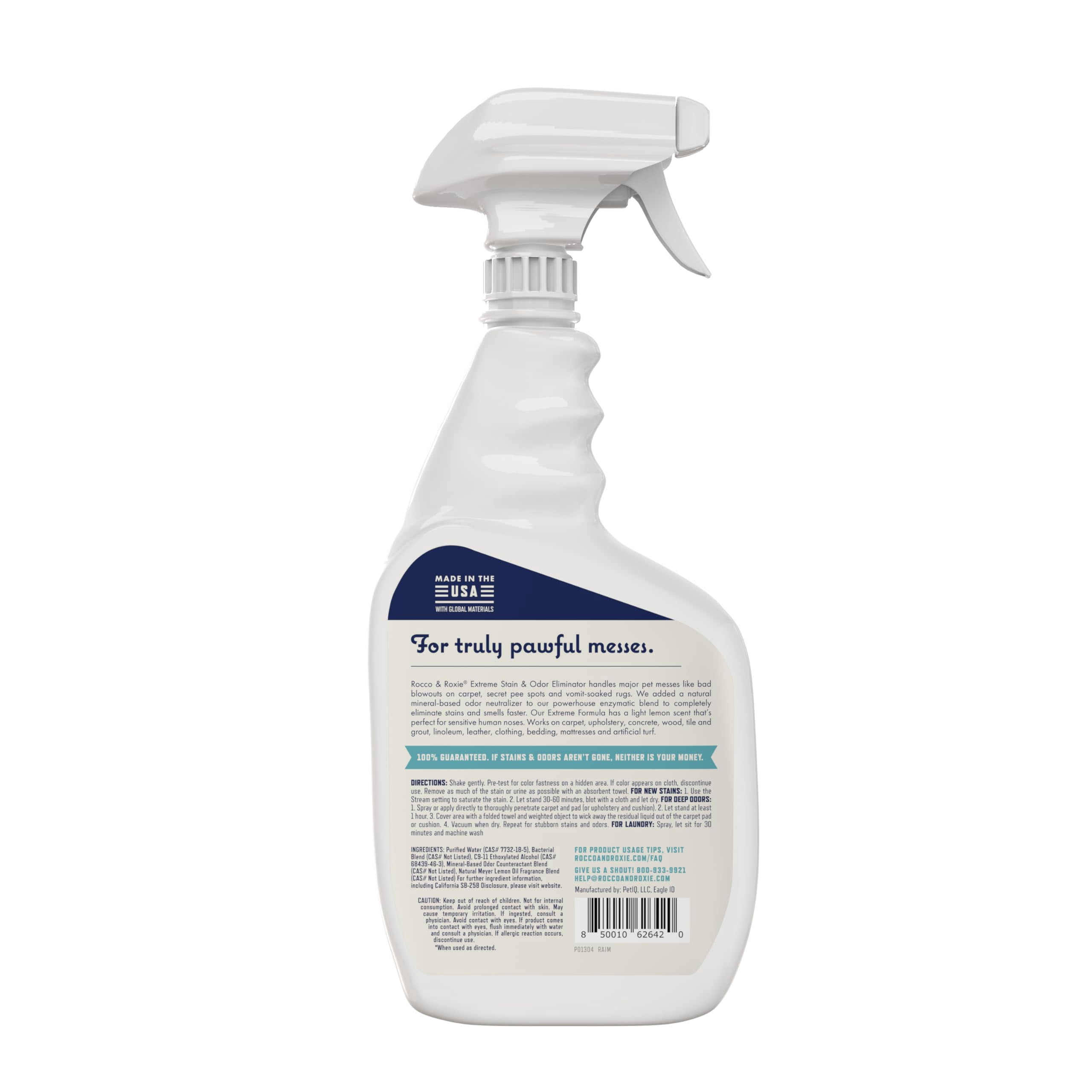 Rocco & Roxie Extreme Stain & Odor Eliminator for Strong Odor, Pet Urine Enzyme Cleaner Destroyer, Stain Remover, Dog Poop and Cat Pee, Enzymatic Carpet Cleaner Spray for Home, Puppy Potty Training