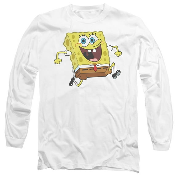 Spongebob Happy Running Spongebob Unisex Adult Long-Sleeve T Shirt