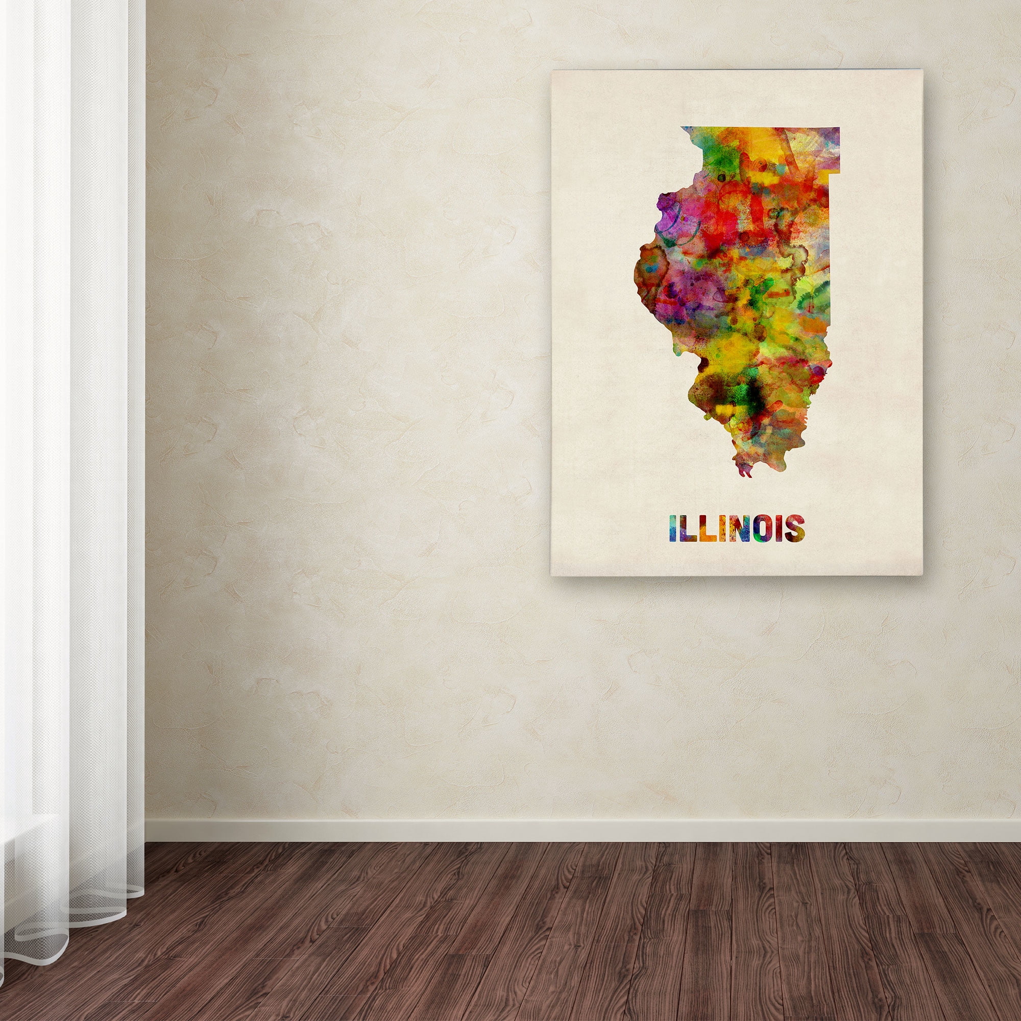 Trademark Fine Art "Illinois Map" Canvas Wall Art by Michael Tompsett