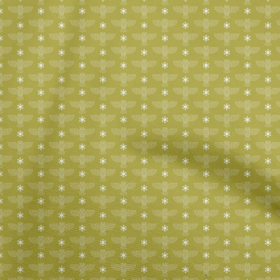 oneOone Cotton Poplin Twill Yellow Fabric Owl Craft Projects Decor Fabric Printed By The Yard 56 Inch Wide
