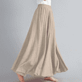 thumbnail image 3 of Womens Plus Size Maxi Skirt Long Skirts for Women Trendy Elastic Waist Boho Skirts Casual Vacation Solid Color High Waisted Womens Vacation Beach Long Skirts, 3 of 5