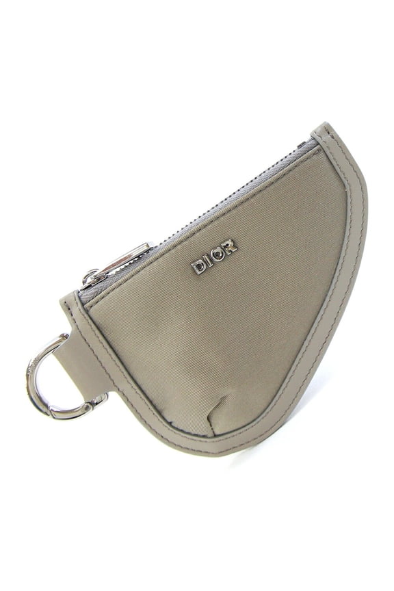 Pre-Owned Christian Dior Dior Wallet/Coin Case, Saddle Pattern, Grayish Khaki Nylon Leather,...