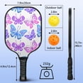thumbnail image 3 of Pickleball Paddles Set Of 1, Fiberglass Surface, Boho Butterfly Decor, 1 Paddle, 2 Balls & Bag, 3 of 5