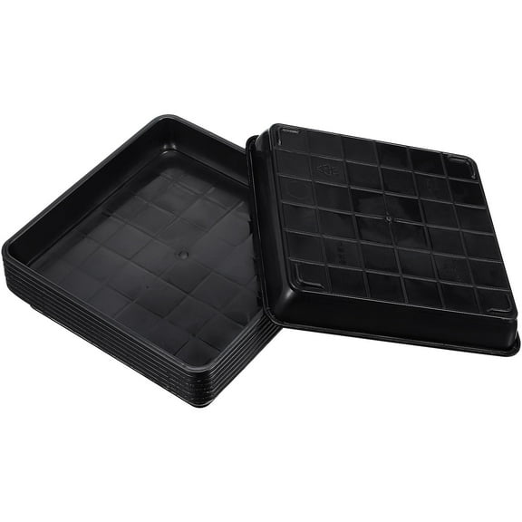 OUNONA 8pcs Plastic Flower Pot Tray Black Square Planter Saucer for Prevent Water Leakage