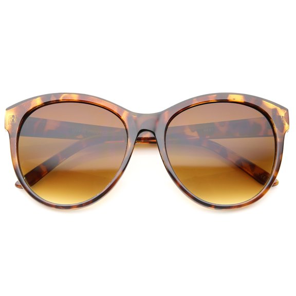 sunglassLA Unisex Women's Fashion Horn Rimmed Oversized Cat Eye Sunglasses (Tortoise / Amber) - 58mm