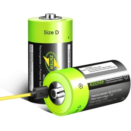 SAYDY Piles rechargeables USB au lithium D - 1,5 V / 4000 mAh