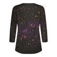 thumbnail image 5 of Feancey Women's Henley Tops Loose Fit 3/4 Sleeve V Neck Blouse Dressy Trendy Sequin Print T Shirts Spring Casual Button Up Tunics Pullover Tee Black XXL, 5 of 5