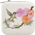 thumbnail image 2 of Travel Jewelry Box Hummingbirds Flowers PU Leather Jewelry case Small Portable Jewelry Organizer Box for Rings Earrings Necklaces Bracelets(White) Women Gifts, 2 of 7