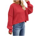 thumbnail image 4 of BangWanChi Womens Sweatshirt with Pockets Womens Casual Solid Loose Round Neck Sweater Long Sleeved Tops, 4 of 5