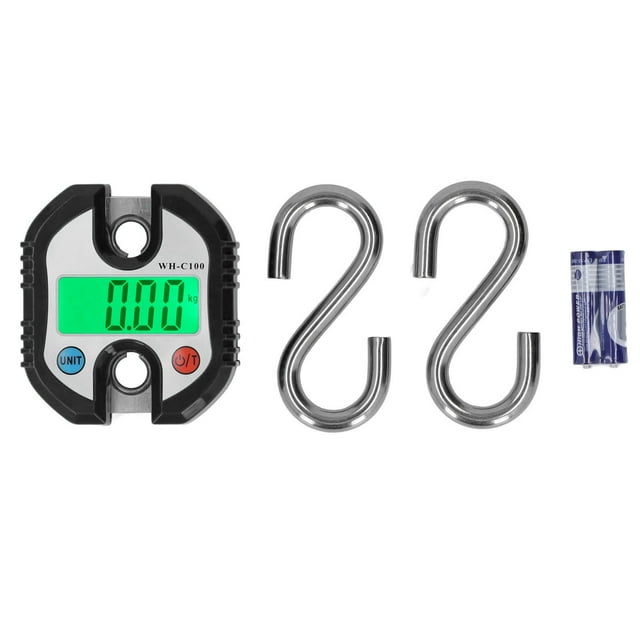 Báscula colgante con pantalla digital LCD, rango de pesaje de 150 kg, herramienta para equipaje de almacén, color negro