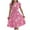 Hot Pink, variant on Lolmot Dresses for Women, Womens Summer Elegant Printed Short Sleeve Waistband Large Hem Pleated Dress