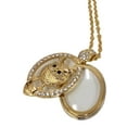 thumbnail image 2 of MAXIMIZE Fancy Bejeweled Owl Magnifier Pendant | 2X Power Magnification | Gold & Rhinestone Embellishment | 30" (76.2 cm) Golden Chain | 1.25" (3.2 cm) Oval Lens | Black Velvet Pouch Included, 2 of 2