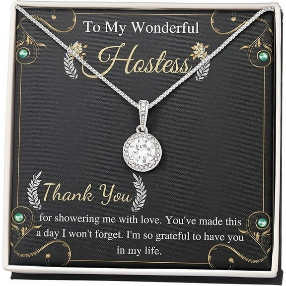 Eternal Necklace on Bridal shower for hostess from bride and groom Thank you gift with Personalized heart touching Message Card