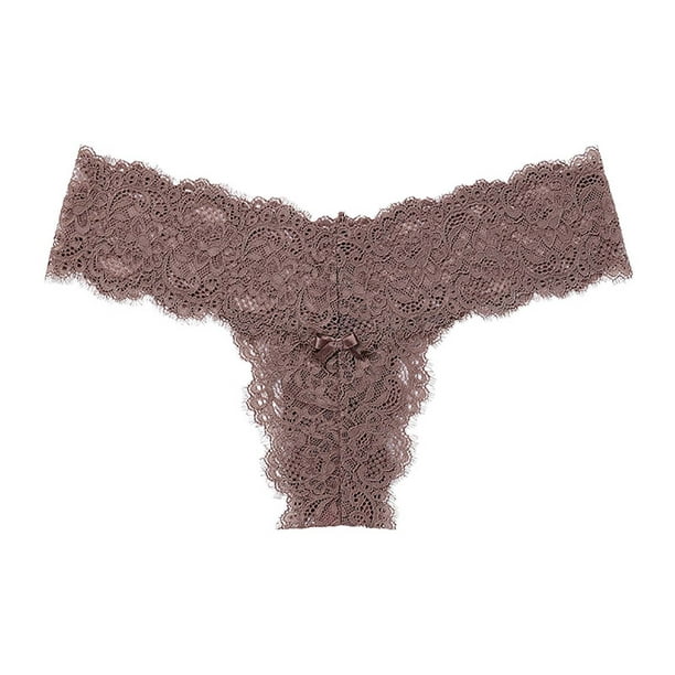 QTBIUQ Women's Lace See-through Thong PantiesTemptation Thongs