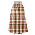 thumbnail image 3 of Delconic Ladies' plaid printed casual elastic waist drawstring skirt Orange XL, 3 of 5