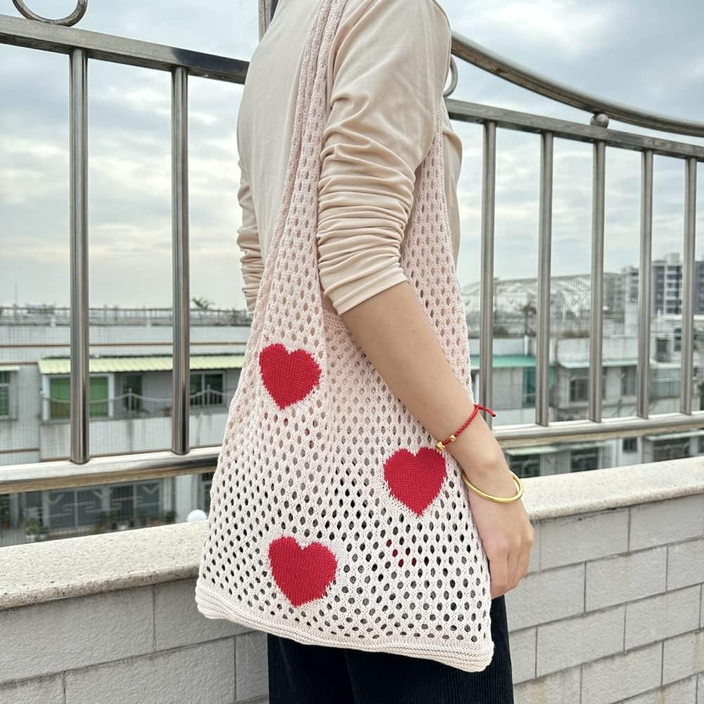 Kukuzhu Crochet Hobo Bag Women Large Hollow Beach Bag Stylish Shoulder Bag Tote for Work School Travel