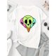 thumbnail image 2 of Women's Trendy Skull Ice Cream Graphic Tee - Black Casual Round Neck Short Sleeve Shirt with Green & Pink Drip Design, Soft Polyester Blend for Summer Comfort, 2 of 6