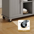 thumbnail image 5 of Walsunny Kitchen Islands Carts with Drop Leaf Table 1 Drawer 5 Wheels 2 Magnetic Doors Rolling Storage Cabinet Gray, 5 of 6