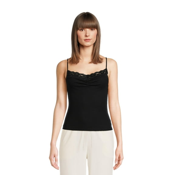 Self Esteem Juniors’ Cinched Front Lace Trim Cami