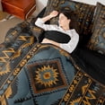 thumbnail image 4 of Homewish Retro Brown Aztec Twin Bedding Sets 7-Piece for Adult, Hippie Stripes Abstract Bedding Comforter Set, Southwestern Style Reversible Sheet Sets, Microfiber Bedroom Decor, 4 of 7