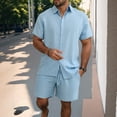 thumbnail image 2 of NAFUU Men's Hawaiian Matching Set Mens Summer Leisure Sports Comfortable Breathable Sweat Absorbing Short Sleeved Shorts Two Piece Set Comfort Sports Suits, 2 of 5