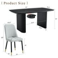 thumbnail image 3 of 9 Pcs Wood Table and Chair Set, 67'' Faux Wood Grain MDF Dining Table, 8 PU Leather Chairs with Cushions and Metal Legs, for Dining & Gatherings, Gray, 3 of 9