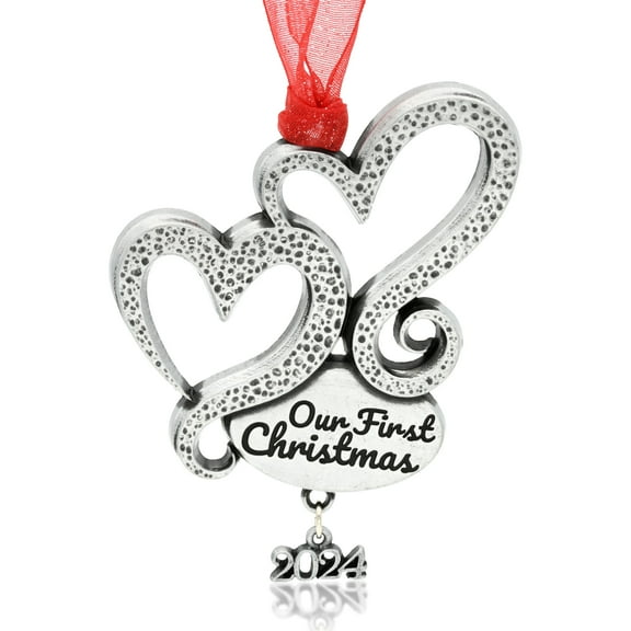 Our First Christmas Hearts Wedding Ornament