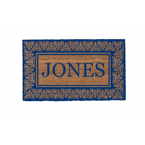 CocoMatsNMore Personalized Blue Blooming Hearts Doormats with Vinyl Backing 38' x 60"