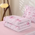 thumbnail image 5 of Manfei Dreamy Bowknot Zipper Full Size Comforter Sets with Fitted Sheet and 2 Pillowcases For Girls,Pink Ribbon Bow Kids Zipper Bedding Set,Pink Reversible,4-Piece, 5 of 7
