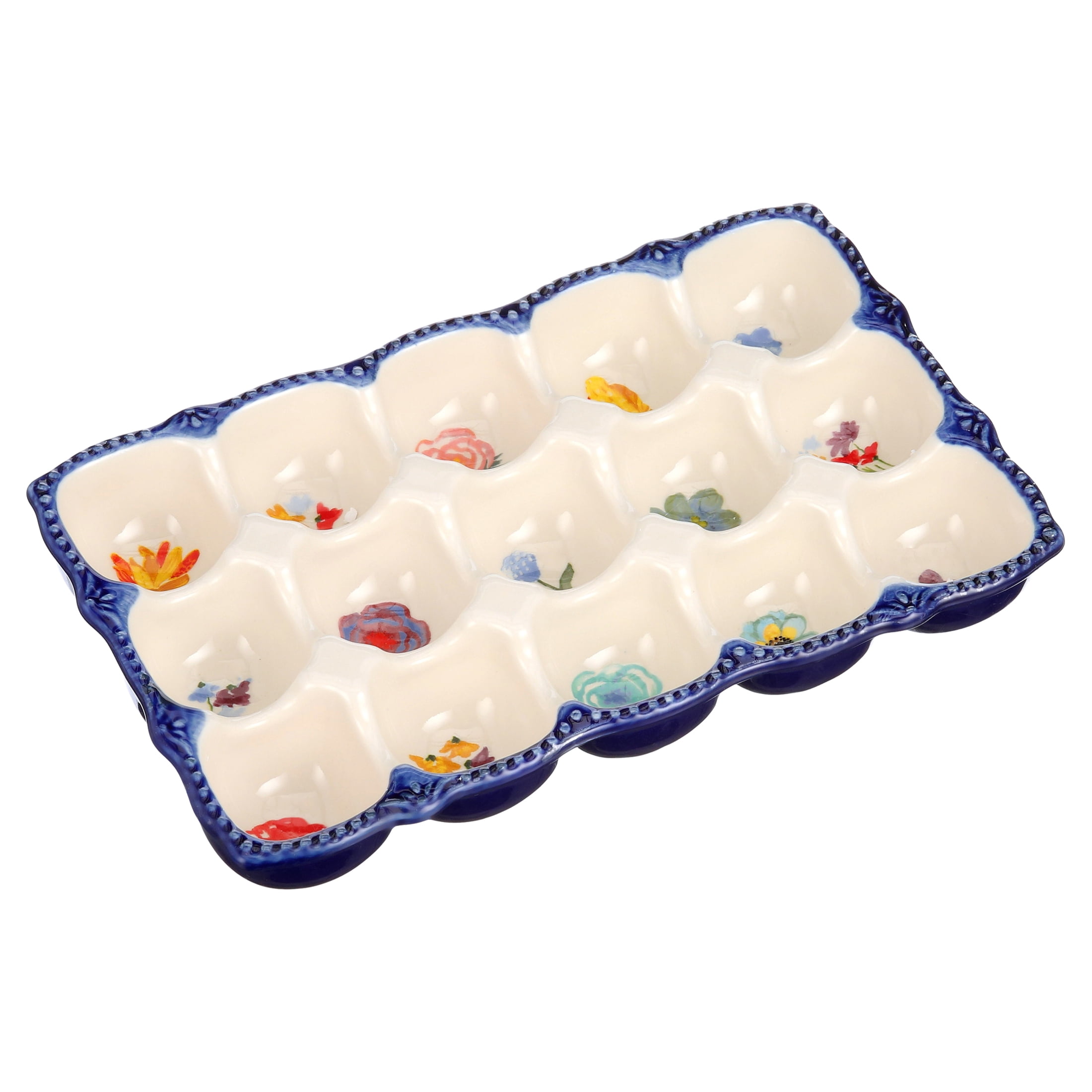 The Pioneer Woman Celia Stoneware 15-Egg Holder in Floral