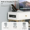 thumbnail image 5 of Resenkos Triangle Corner Desk with Charging Station with 2 Drawers and Storage Shelf-White, Home Office Desks, Gaming Computer Desks for Study,Working,Writing, 5 of 8