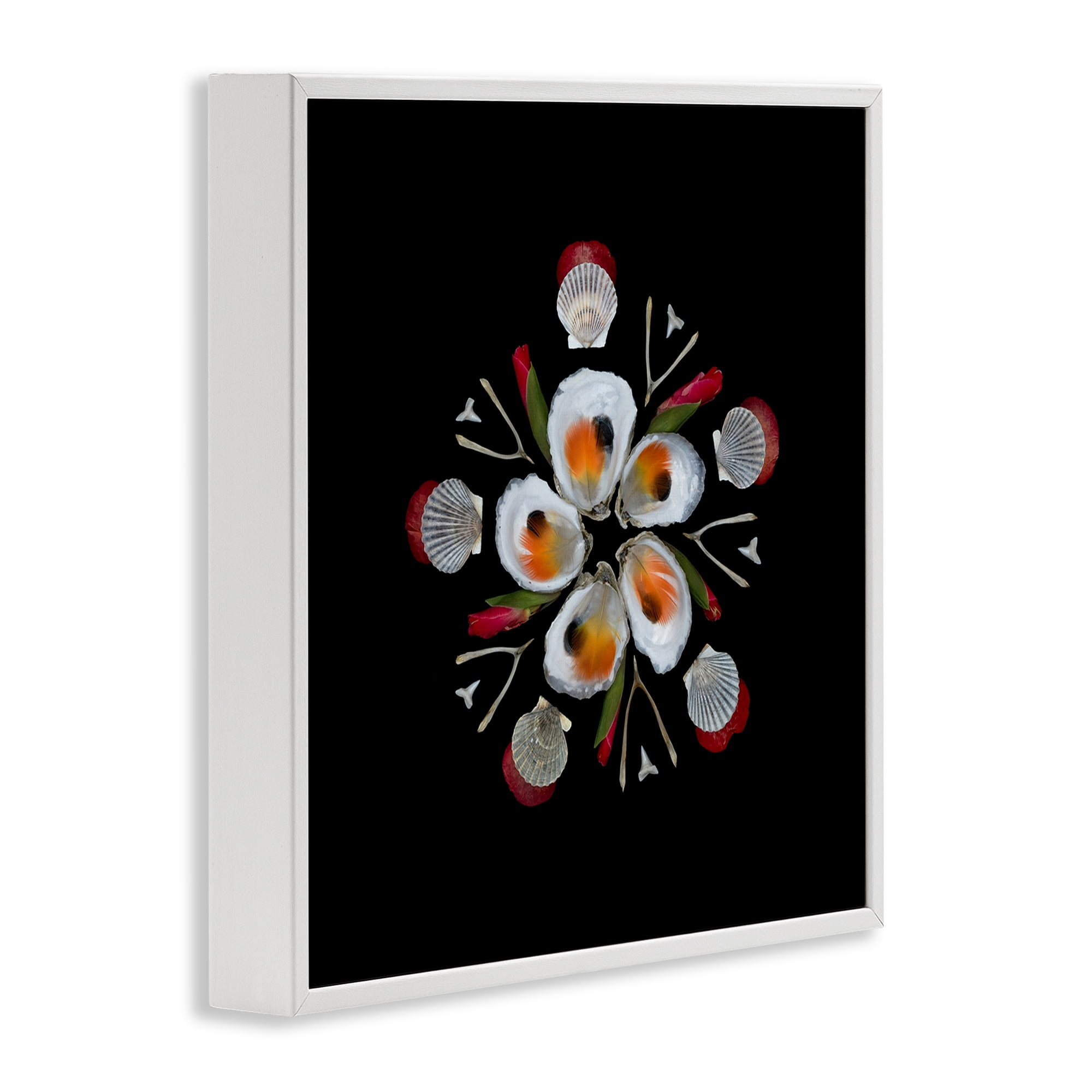 Stupell Industries Nautical Oysters Mandala White Framed Giclee Art, design by Beth Adoette