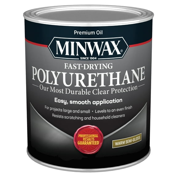 Minwax 63005444 Fast-Drying Polyurethane, Warm Semi-Gloss, Clear, 1 Quart, (1 Piece, 1 Pack)